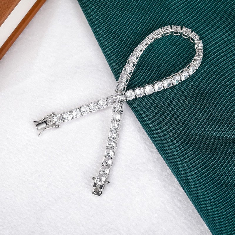 TIKJE 925 Sterling Silver 2-7mm Cubic Zirconia Classic Tennis Bracelet | White Gold Bracelets for Women | Size 6-8.5 inches - Image 5